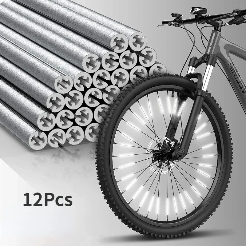 Spoke Reflector Set - 12 ชิ้น/เซ็ตหลอดคําเตือนแถบสะท้อนแสงคลิปจักรยานล้อ Reflector Stripe ลวดเหล็กโคมไฟจักรยาน Reflector