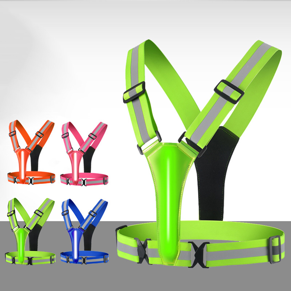 Reflective Vest Cycling - เสื้อกั๊กวิ่ง LED ชาร์จไฟได้เสื้อกั๊กรักษาความปลอดภัยสำหรับเด็กและผู้ใหญ่
