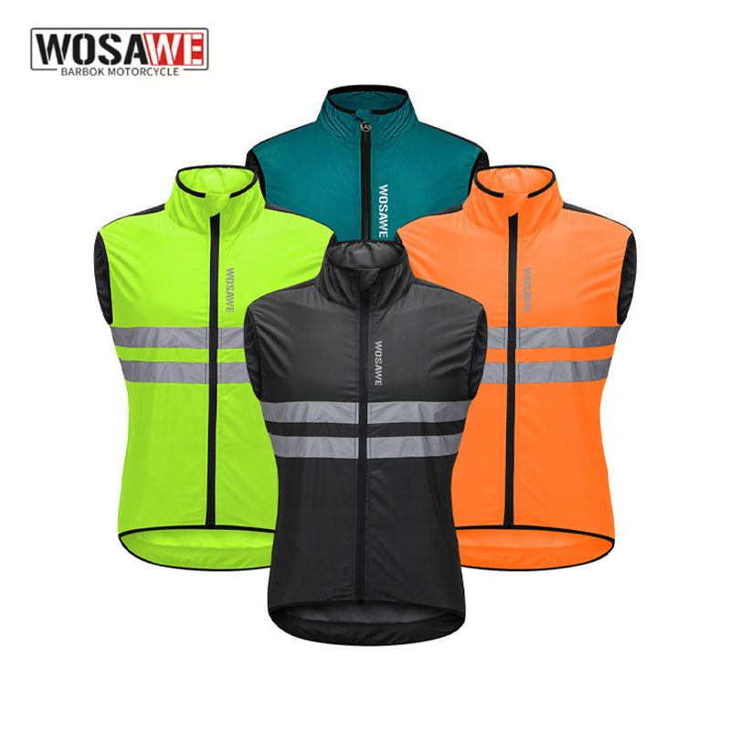 Reflective Vest Cycling - เสื้อกั๊กกันลมสำหรับปั่นจักรยานผู้ชาย WOSAWE น้ำหนักเบา พับเก็บได้ กันลม สะท้อนแสง