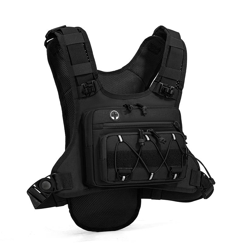 Reflective Vest Cycling - กระเป๋าสะพายหน้าอกแบบยุทธวิธี กระเป๋าเป้สะพายหลังสำหรับตั้งแคมป์ ล่าสัตว์ วิ่ง ปั่นจักรยาน สะท้อนแสง