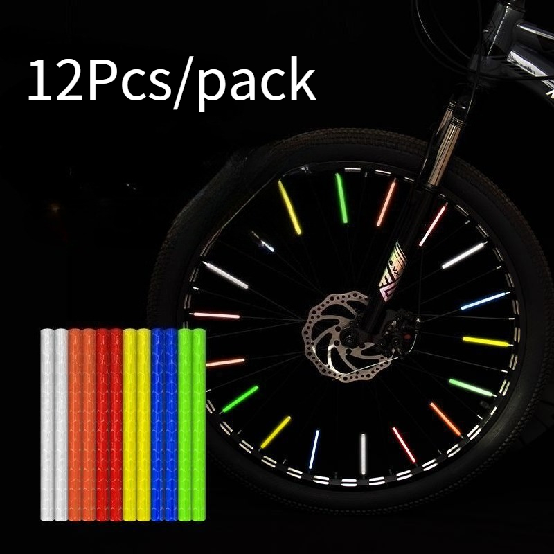 Spoke Reflector Set - ชุด 12 ชิ้น/เซ็ต ที่หนีบสะท้อนแสงสำหรับซี่ล้อจักรยาน ท่อสะท้อนแสงสำหรับความปลอดภัยในเวลากลางคืน เหมาะสำหรับจักรยานเด็กและจักรยานเสือภูเขา