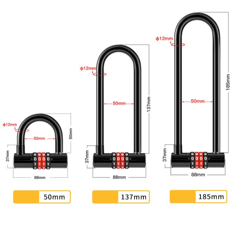 กุญแจล็อคแบบตัว U ขนาด 185 มม. - Cable Lock Flexible บทวิจารณ์และราคา