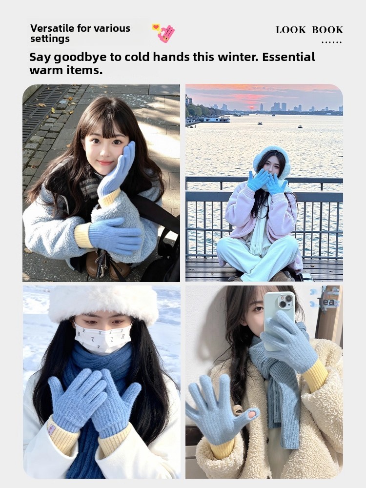 ถุงมือถักนิตติ้งสไตล์เกาหลีสำห - Winter Cycling Commute บทวิจารณ์และราคา