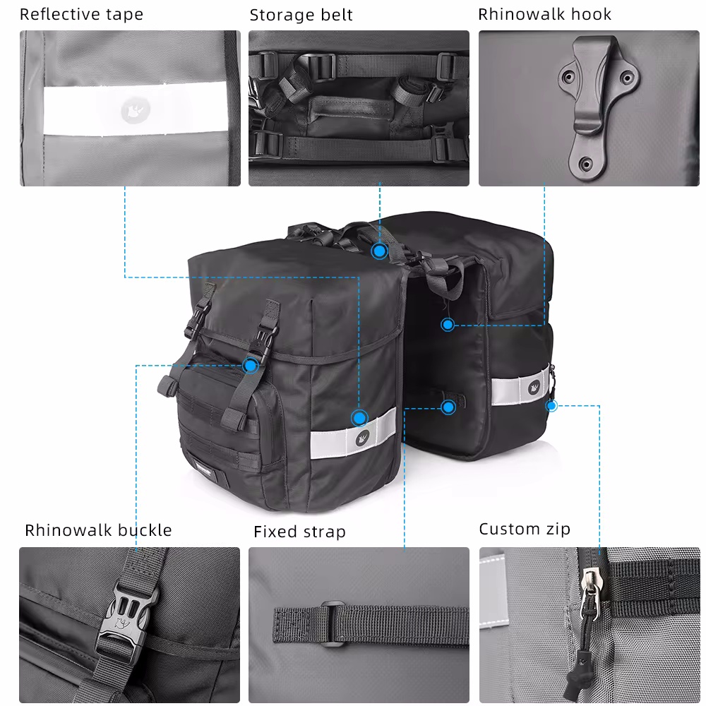 กระเป๋าจักรยาน 40 ลิตร 2 in 1  - Panniers Waterproof Rear บทวิจารณ์และราคา